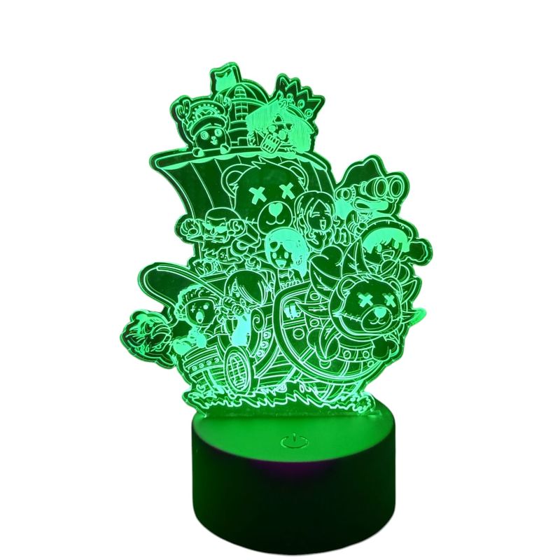 GENERICO - Lampara ilusión 3D Barco One Piece Monos De 7 Colores