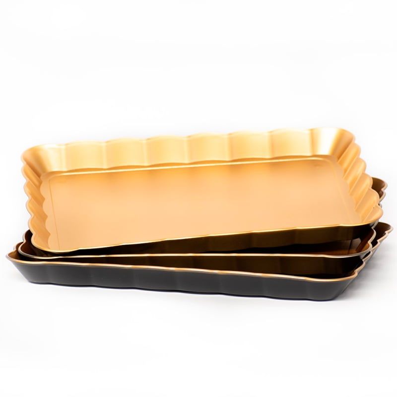 WAKESHOME - Set 3 Bandejas Brillante Para Desayuno De Plastico 25x35cm