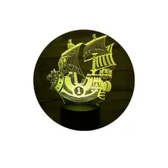 GENERICO - Lampara ilusión 3D Barco One Piece De 7 Colores