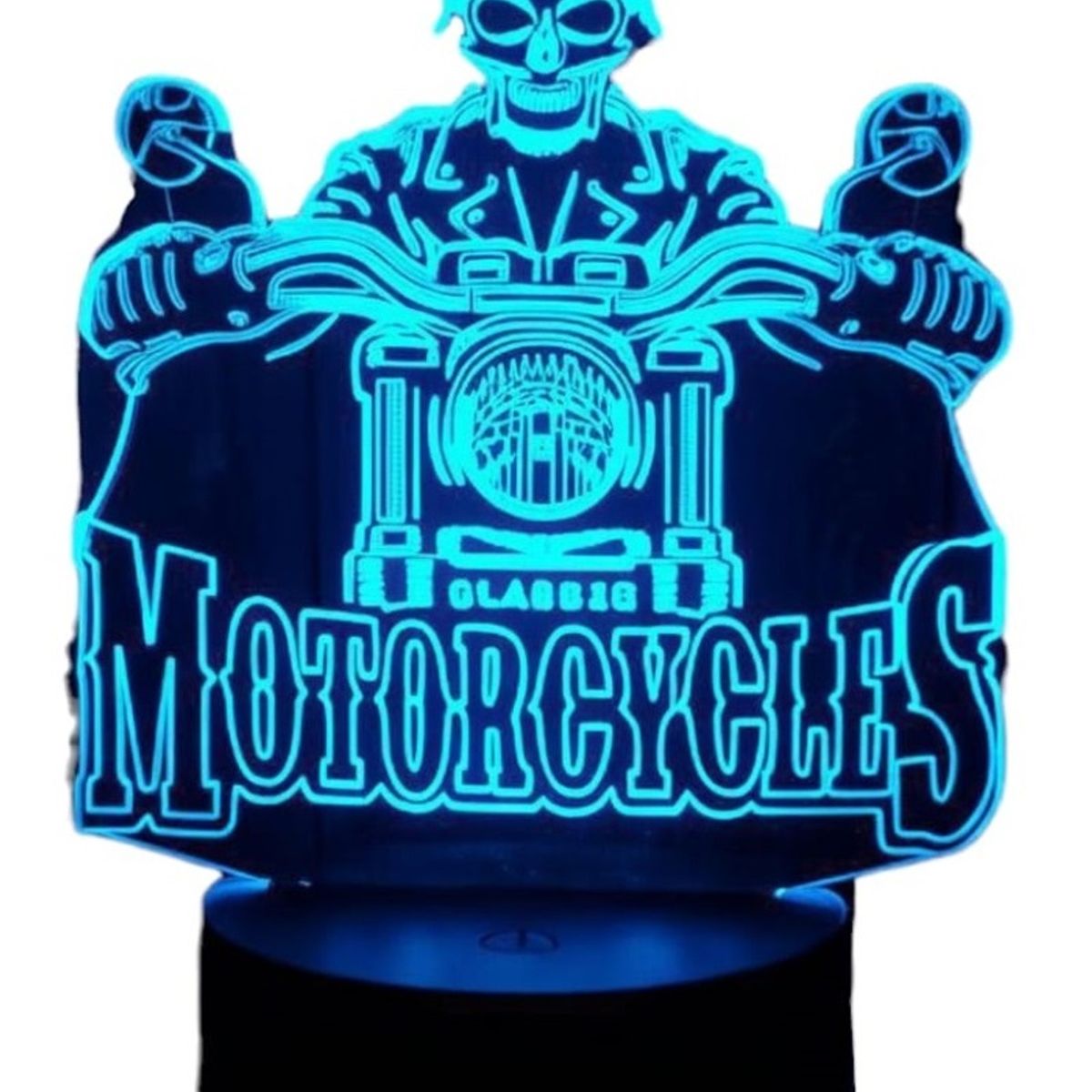GENERICO - Lampara ilusión 3D Motociclista De 7 Colores