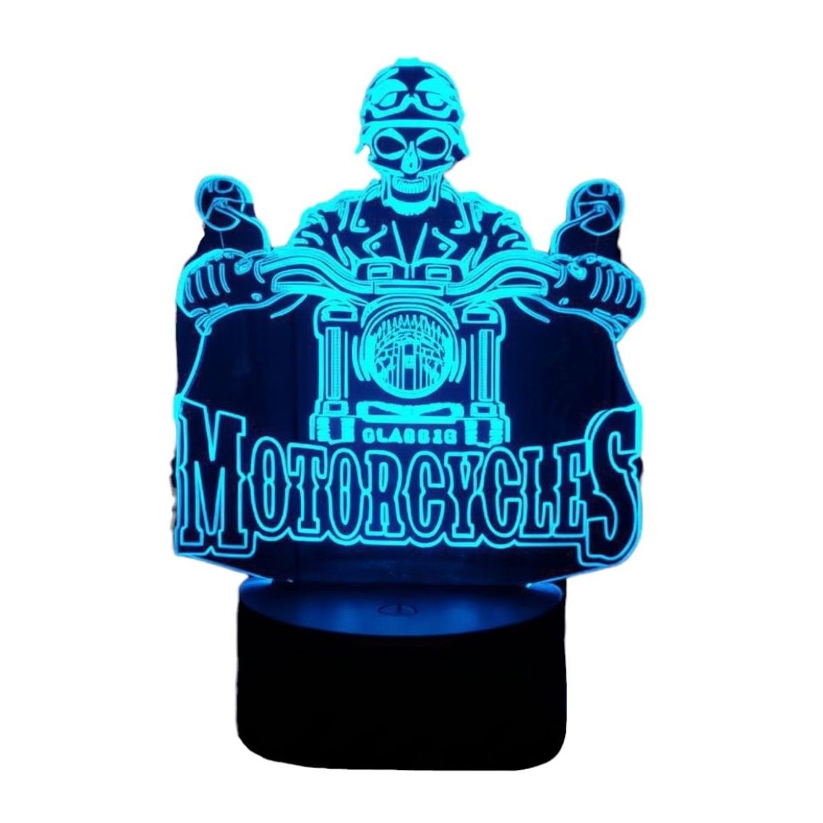 GENERICO - Lampara ilusión 3D Motociclista De 7 Colores