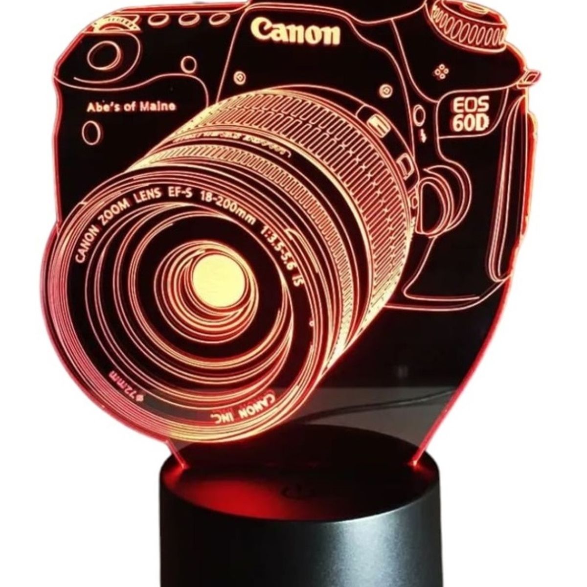 GENERICO - Lampara ilusión 3D Cámara Fotográfica De 7 Colores