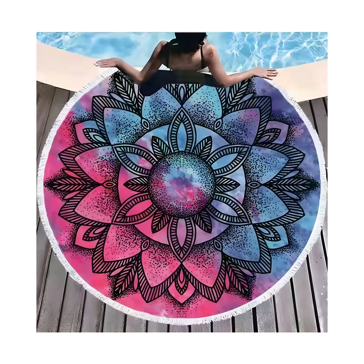 GENERICO - Toalla Manta redonda playera con diseño mandala