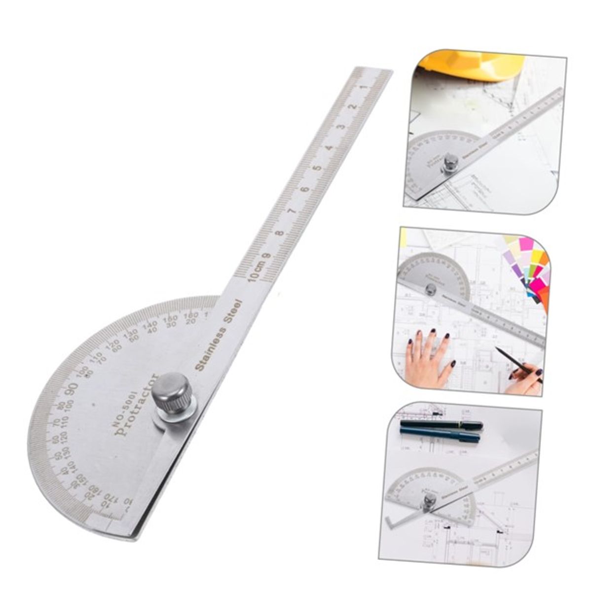 GENERICO - Goniometro Transportador acero 10cm 0-180°