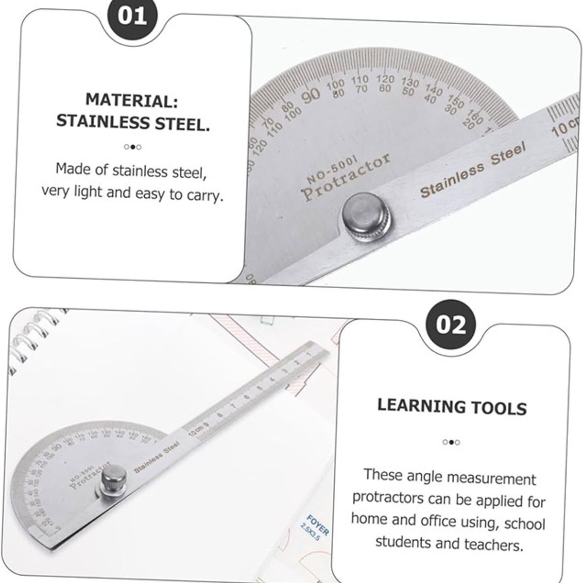 GENERICO - Goniometro Transportador acero 10cm 0-180°