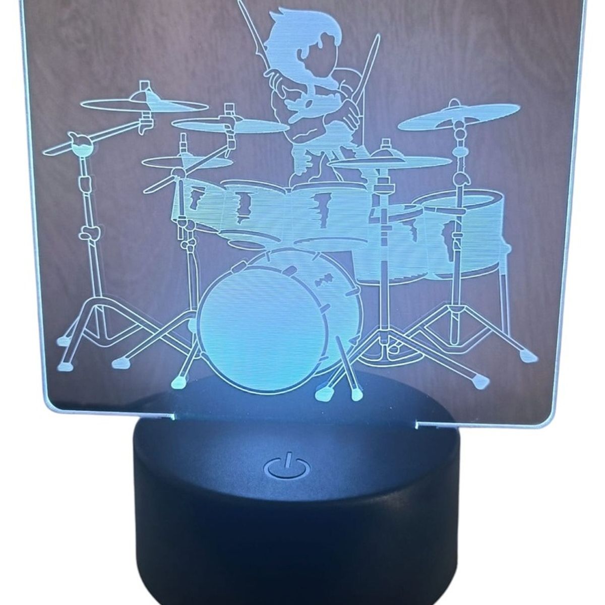 GENERICO - Lampara ilusión 3D Baterista De 7 Colores