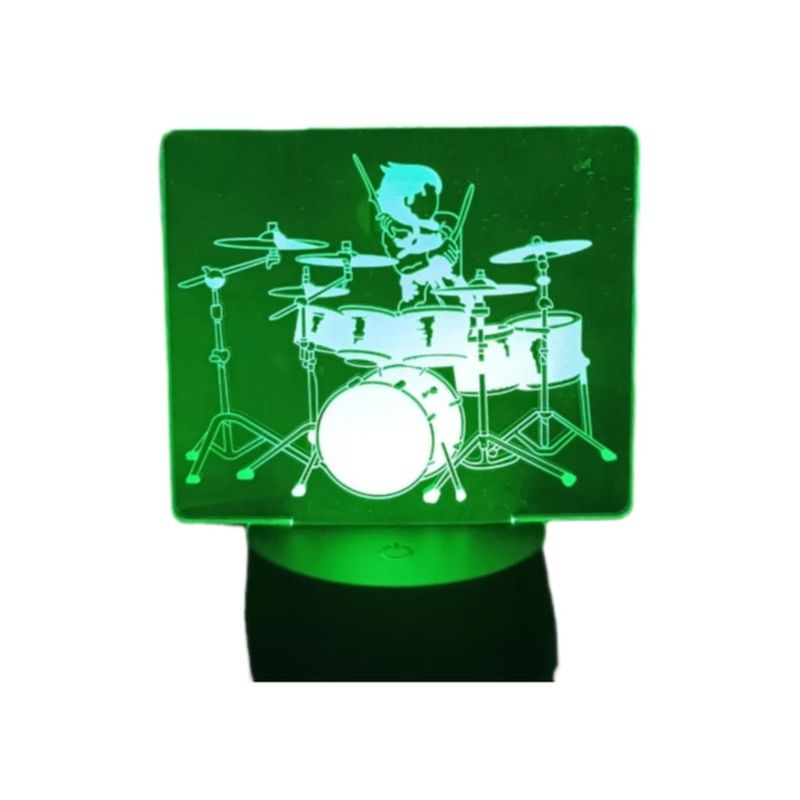 GENERICO - Lampara ilusión 3D Baterista De 7 Colores