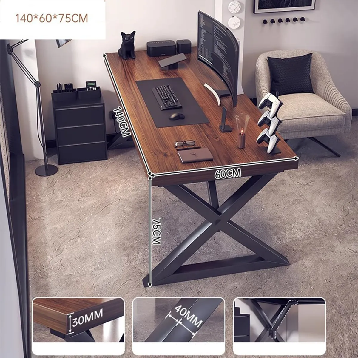 MUNDO MAGIA - Escritorio Gamer Oficina 140x60x75cm Mesa Para Hogar