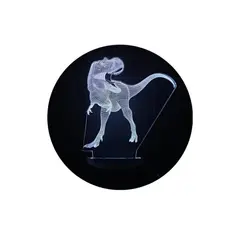 GENERICO - Lampara Ilusión 3D Dino Rex De 7 Colores
