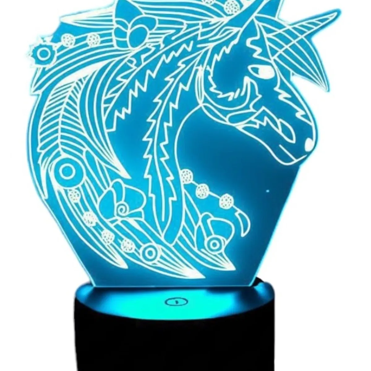 GENERICO - Lampara ilusión 3D Unicornio Flores De 7 Colores
