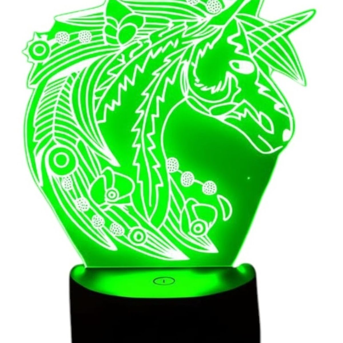 GENERICO - Lampara ilusión 3D Unicornio Flores De 7 Colores