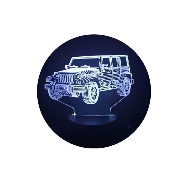 GENERICO - Lampara Ilusión 3D Jeep De 7 Colores