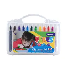 TORRE - CRAYONES GEL 3 EN 1 12 COLORES PEKES