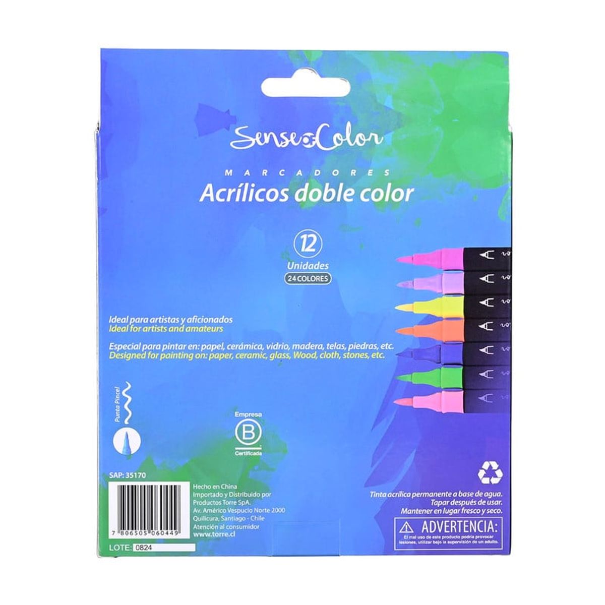 TORRE - MARCADOR ACRÍLICO DOBLECOLOR 12X24 Sense of color