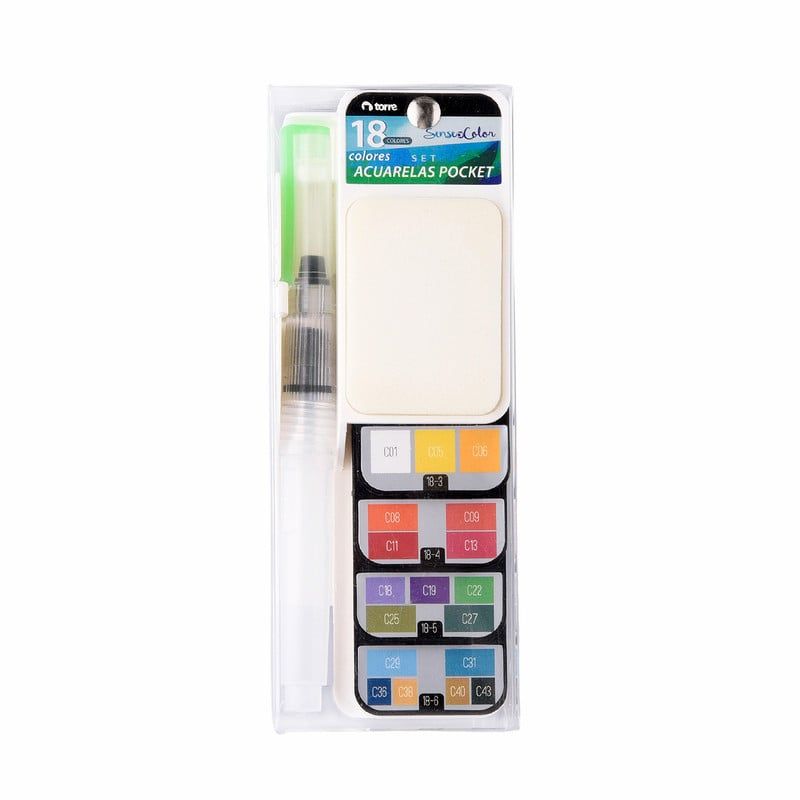 TORRE - SET ACUARELAS POCKET 18 COLORES Sense of color