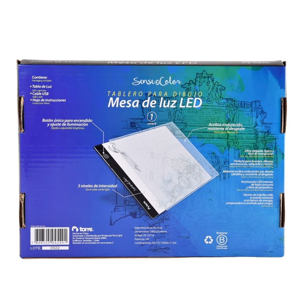 TORRE - TABLA LED PARA CALCAR A4 BÁSICA Sense of color