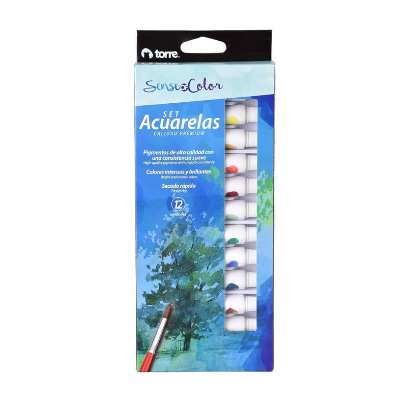 TORRE - SET ACUARELA EN TUBOS 12 COLORES Sense of color