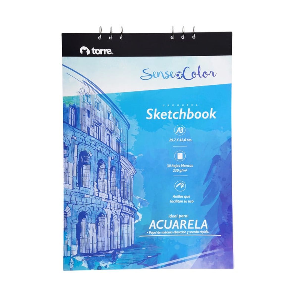TORRE - SKETCHBOOK A3 ACUARELA 30 HOJAS SENSE OF COLOR
