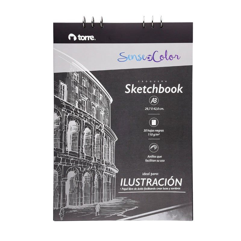 TORRE - SKETCHBOOK A3 BLACK 30 HOJAS SENSE OF COLOR