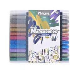 TORRE - MARCADORES DOBLE PUNTA METÁLICOS 12 COLORES
