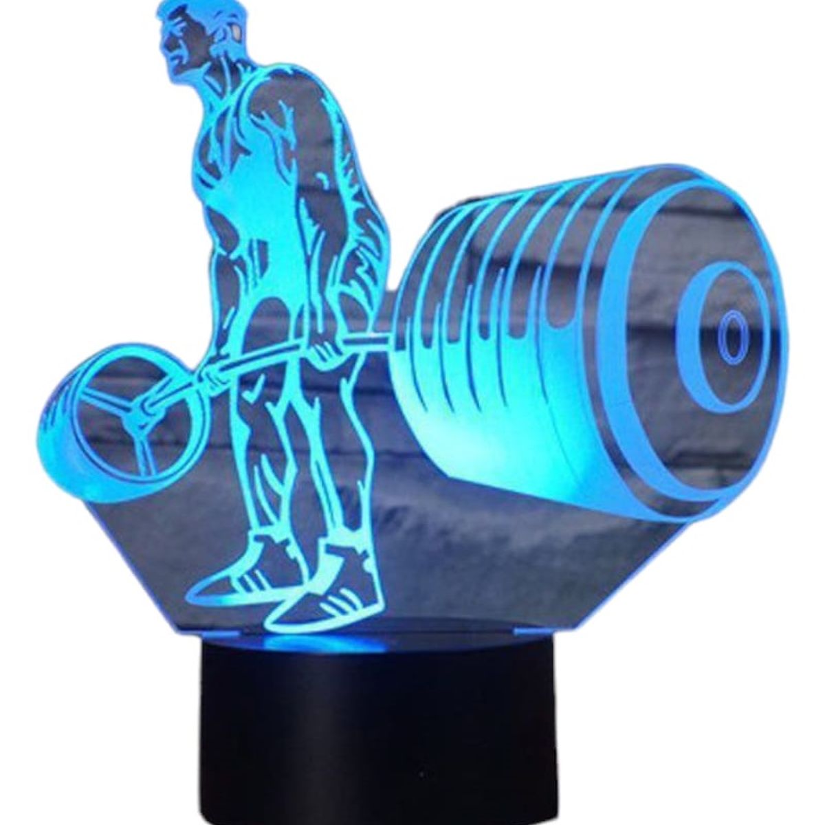 GENERICO - Lampara Ilusión 3D Hombre Levantando Pesas De 7 Colores