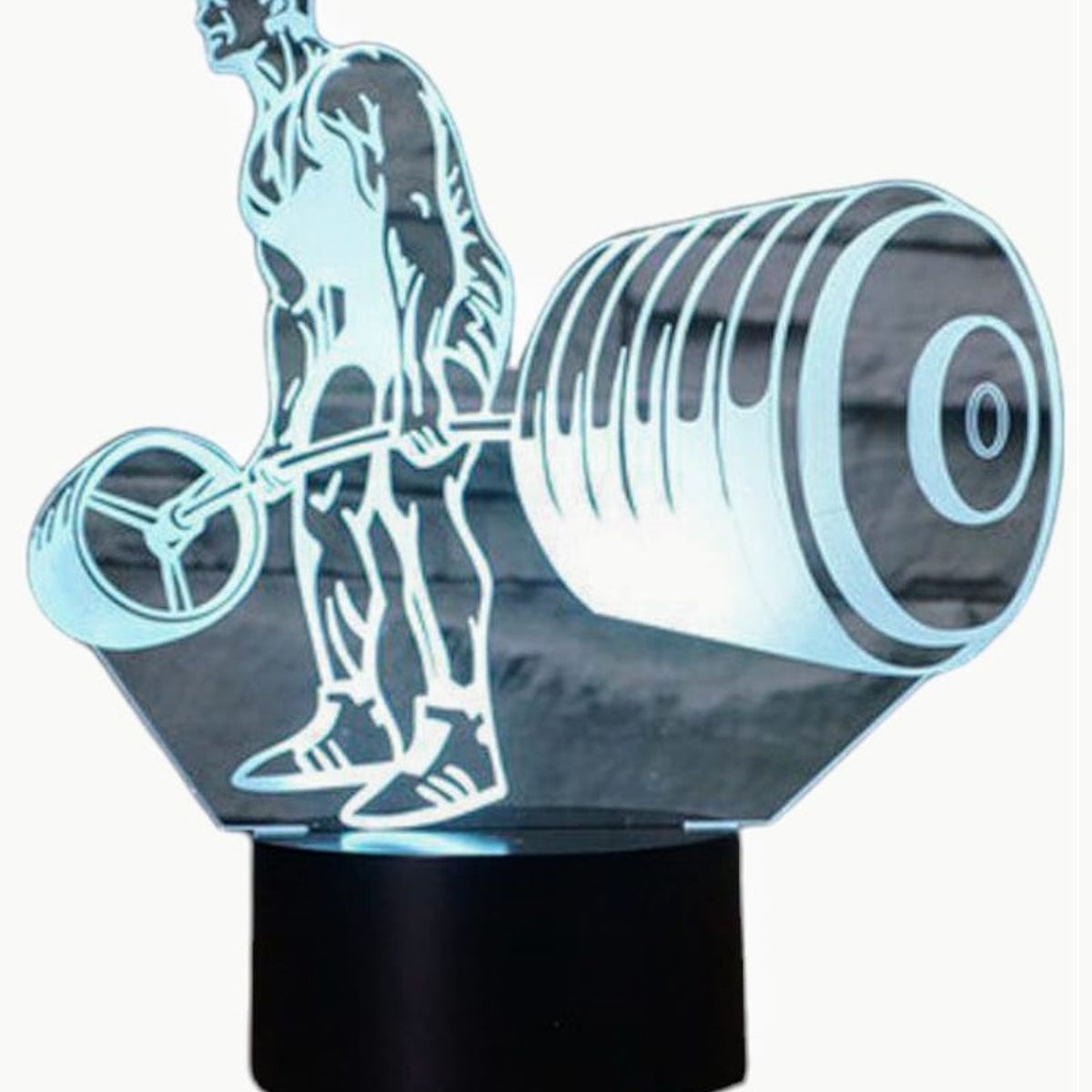 GENERICO - Lampara Ilusión 3D Hombre Levantando Pesas De 7 Colores