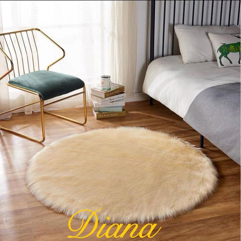 GENERICO - Alfombra Redonda Extra Suave Piel de Oveja 120cm - Color Beige