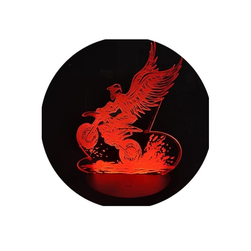 GENERICO - Lampara Ilusión 3D Moto con Alas De 7 Colores