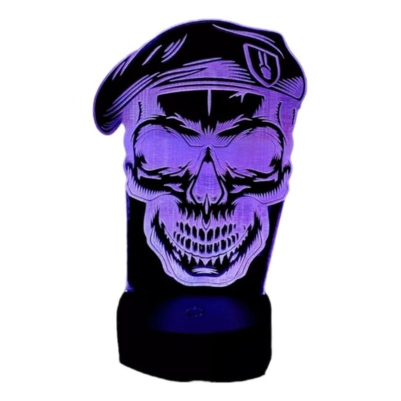 GENERICO - Lampara Ilusión 3D Cráneo de Soldado De 7 Colores