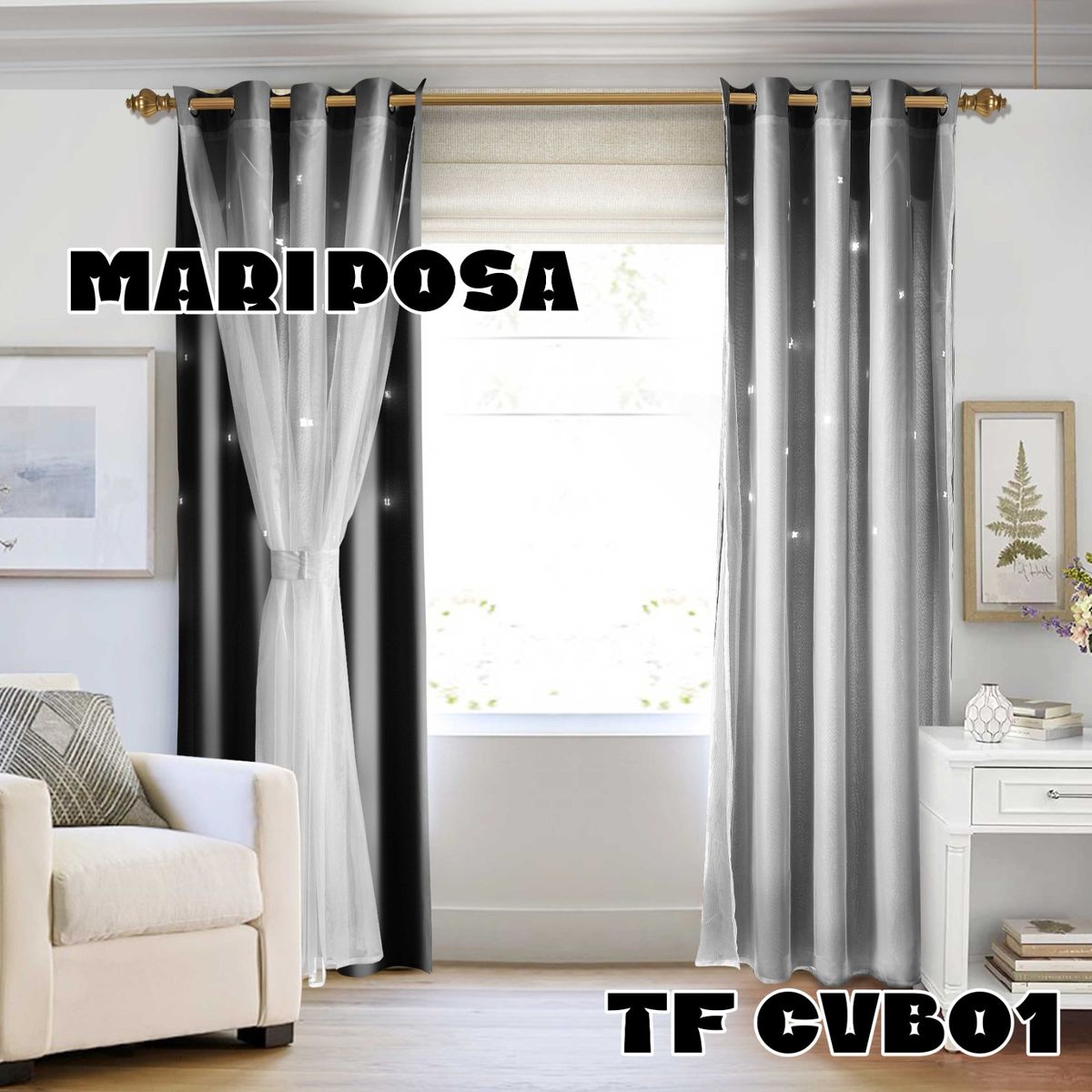 GENERICO - Set cortinas  + Visillos 140×230 Cm 4 PZAS