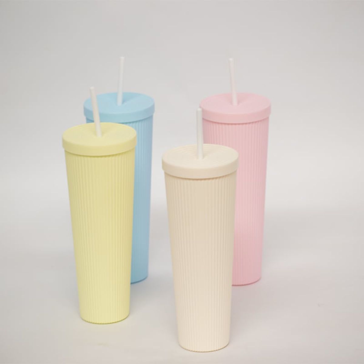 WAKESHOME - Pack De 6 Vasos Plástico Con Bombilla Y Tapa