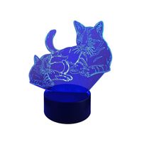 Lampara Ilusión 3D Gatos De 7 Colores