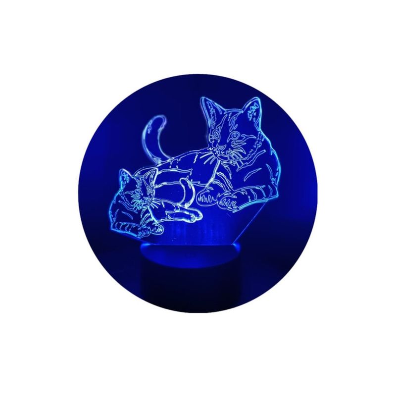 GENERICO - Lampara Ilusión 3D Gatos De 7 Colores