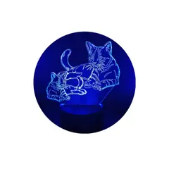 GENERICO - Lampara Ilusión 3D Gatos De 7 Colores