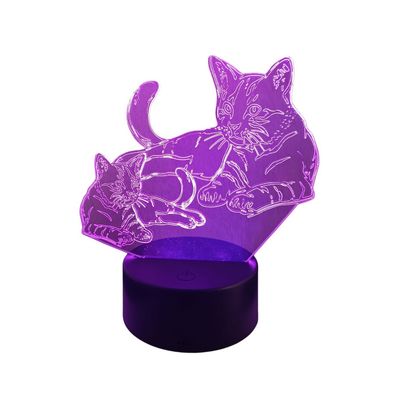 Imagen 2 del producto Lampara Ilusión 3D Gatos De 7 Colores