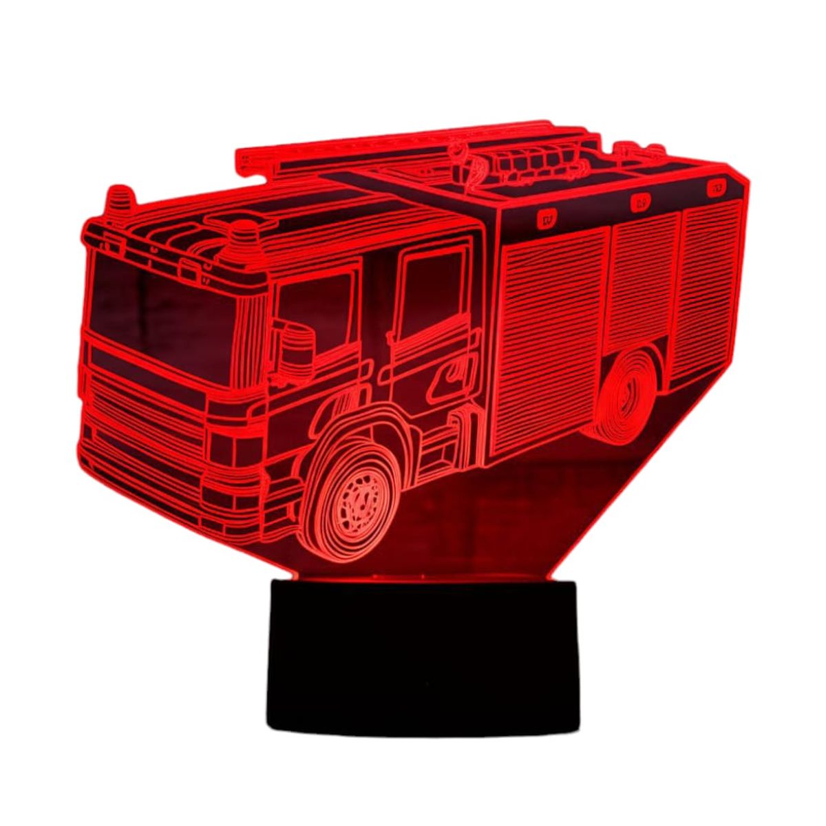 GENERICO - Lampara Ilusión 3D Camión de Bomberos De 7 Colores