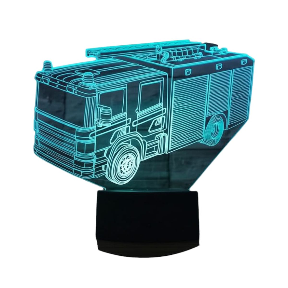 GENERICO - Lampara Ilusión 3D Camión de Bomberos De 7 Colores