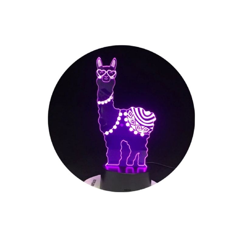 GENERICO - Lampara Ilusión 3D Llama De 7 Colores