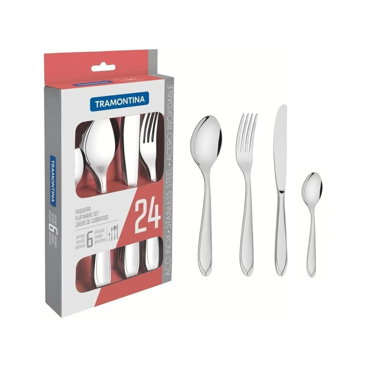 TRAMONTINA - Juego Cubiertos 24 Piezas Angra Tramontina Acero Inoxidable