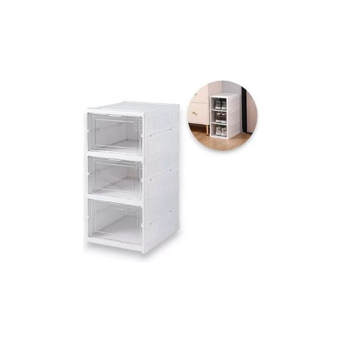 GENERICO - Zapatera Organizador Caja Apilable 3 Niveles Color Blanco
