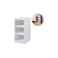 GENERICO - Zapatera Organizador Caja Apilable 3 Niveles Color Blanco