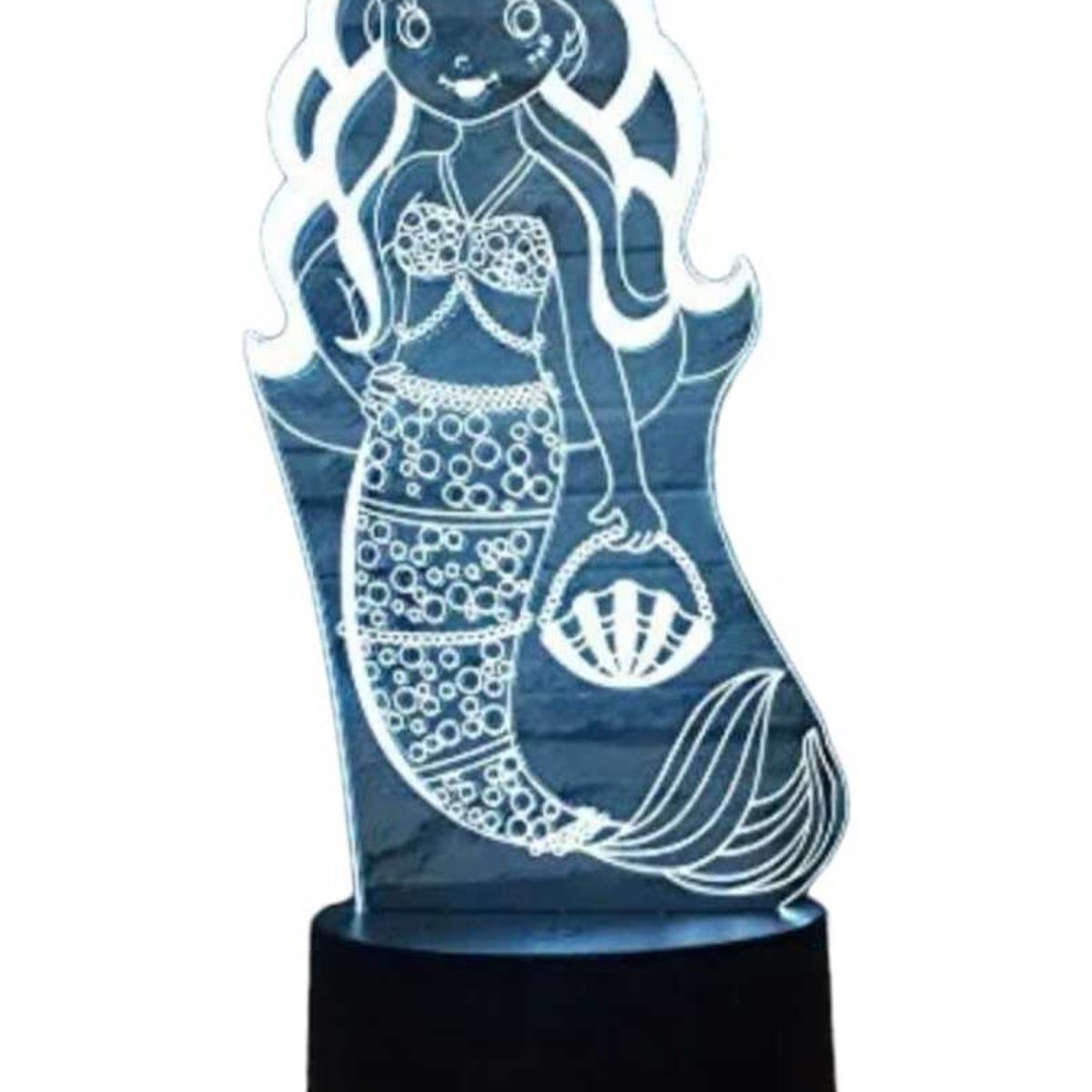 GENERICO - Lampara Ilusión 3D Sirena De 7 Colores