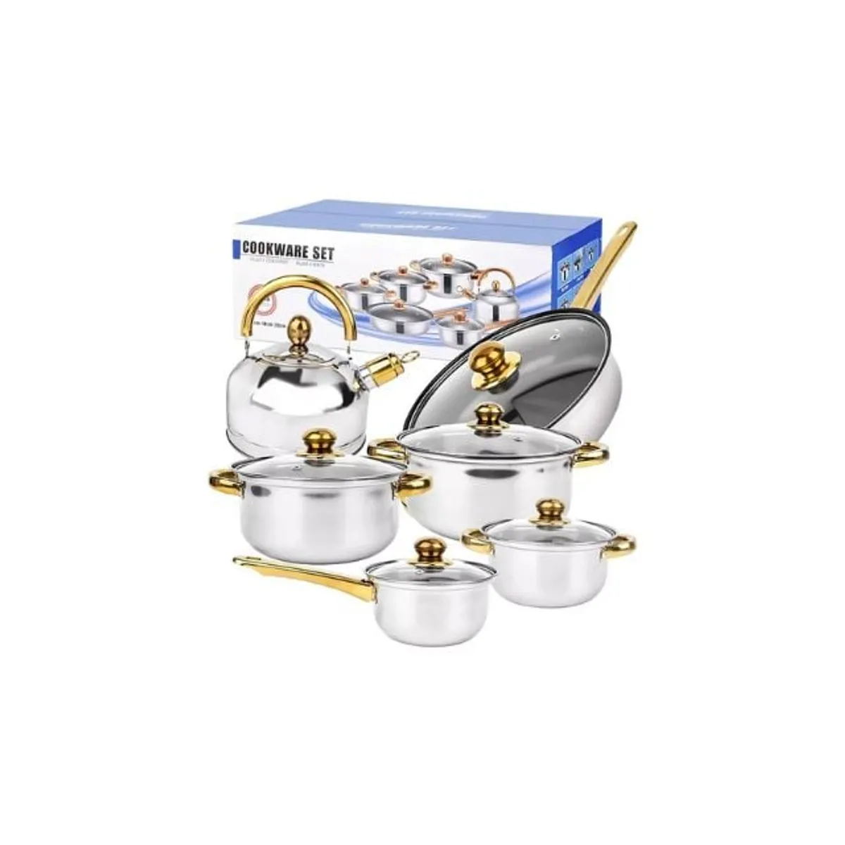 GENERICO - Juego De Ollas 12 Piezas Batería Acero Inoxidable