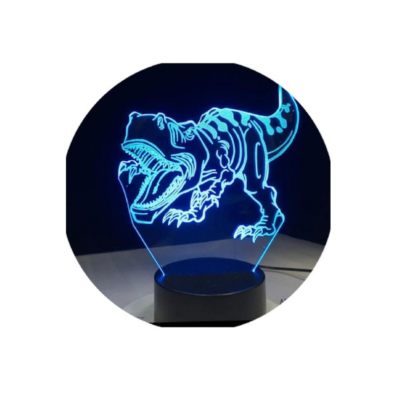 GENERICO - Lampara Ilusión 3D Dino Tiranosaurio Rex De 7 Colores