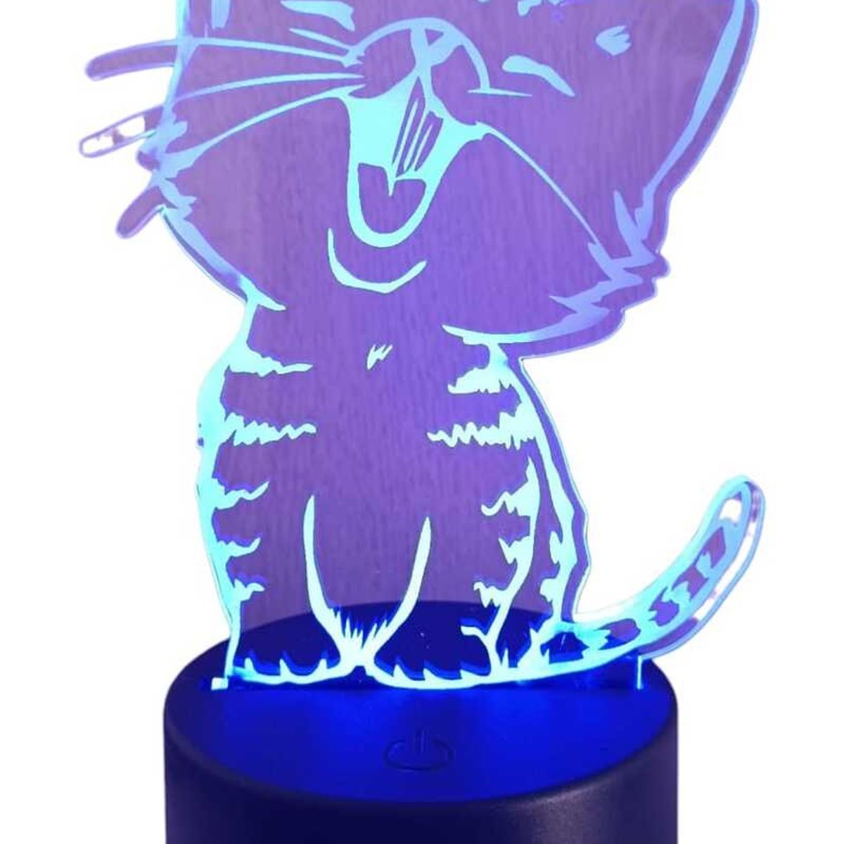 GENERICO - Lampara Ilusión 3D Gatito De 7 Colores