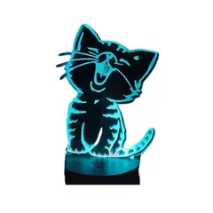 GENERICO - Lampara Ilusión 3D Gatito De 7 Colores
