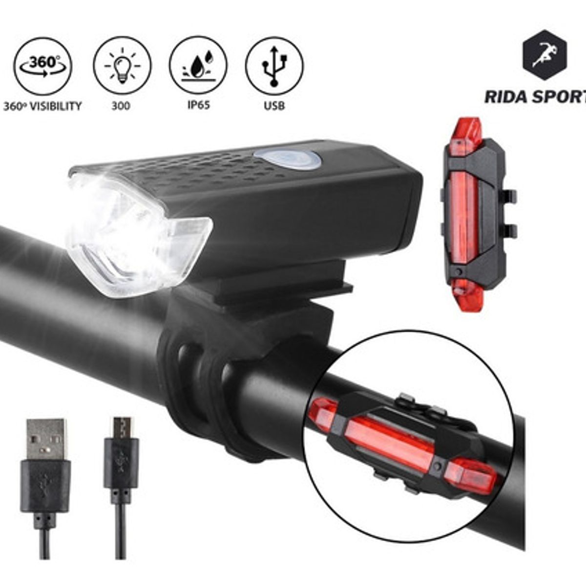 GENERICO - Pack Luz Bicicleta Delantera Y Trasera Recargable Usb
