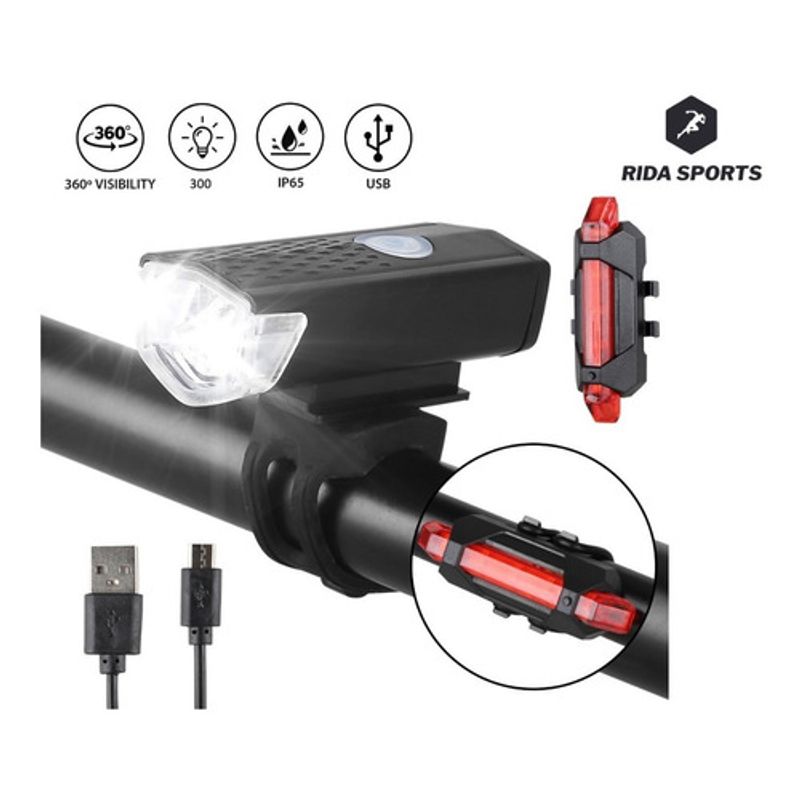 GENERICO - Pack Luz Bicicleta Delantera Y Trasera Recargable Usb