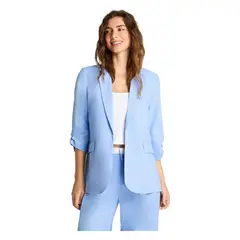 ACUARELA - Blazer 3/4 Lino Manga Roll Up Celeste