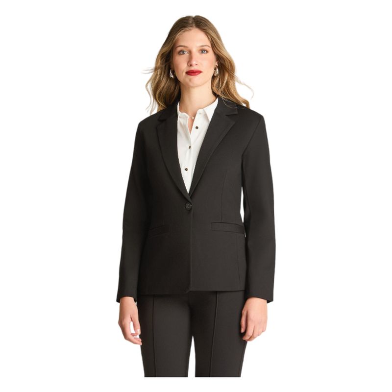 LORENZO DI PONTTI - Blazer Manga Larga Punto Roma Negro